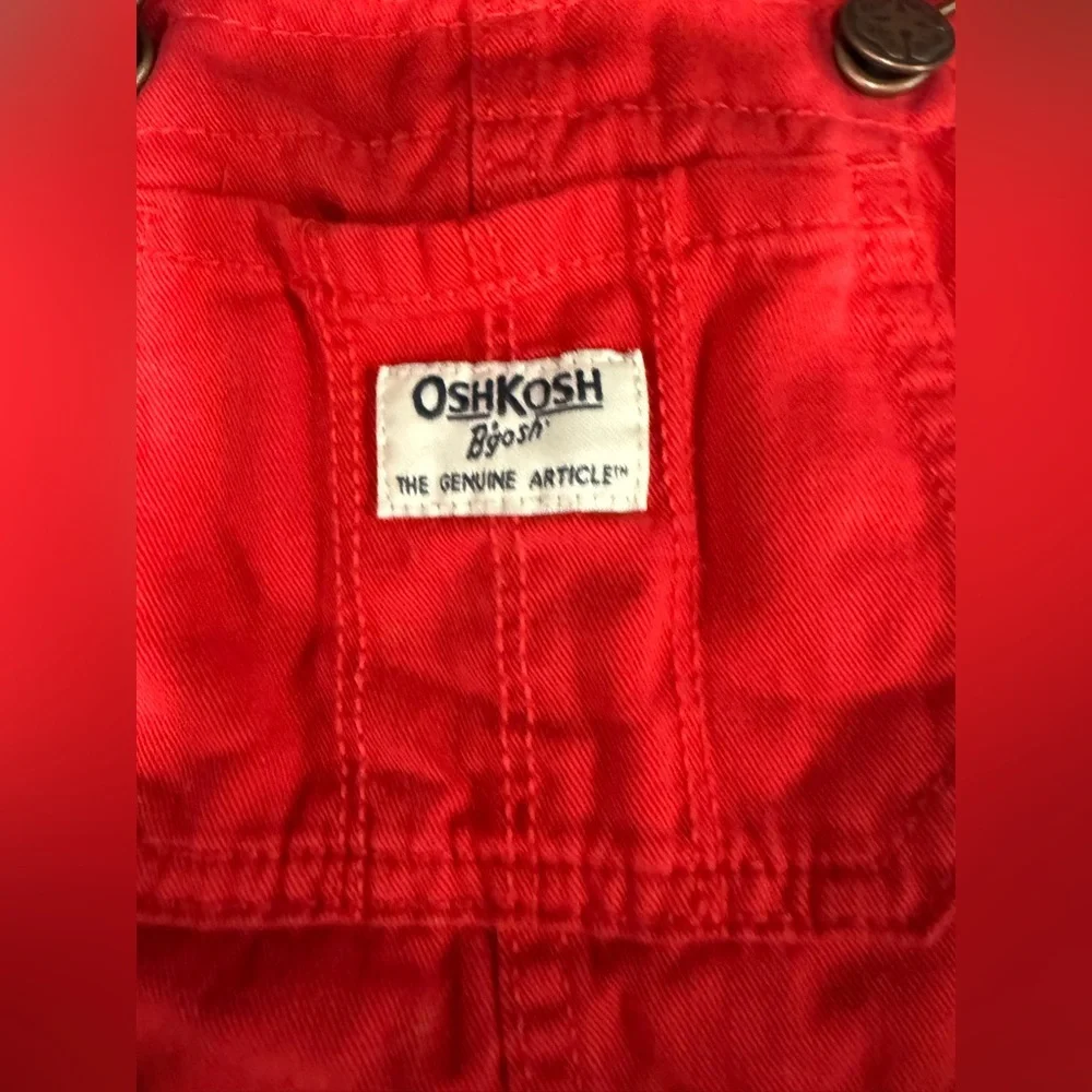 OshKosh B'Gosh Short Overalls Red Kids Girl Eyelet Trim Size 4T